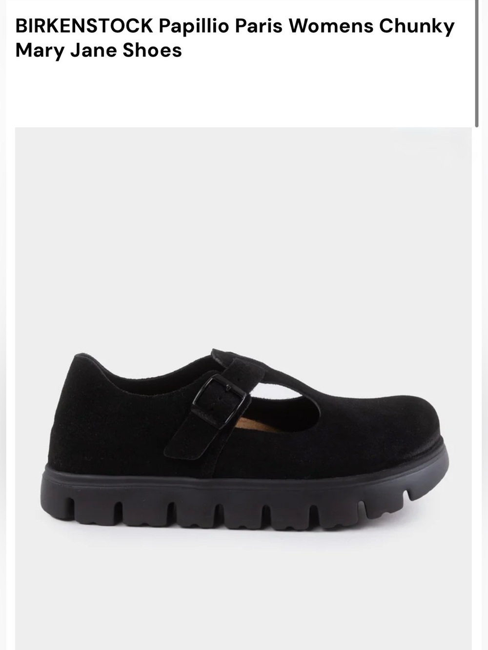 NWT Papillio by Birkenstock Black Suede Chunky Mary Jane Shoes Women’s Size 8